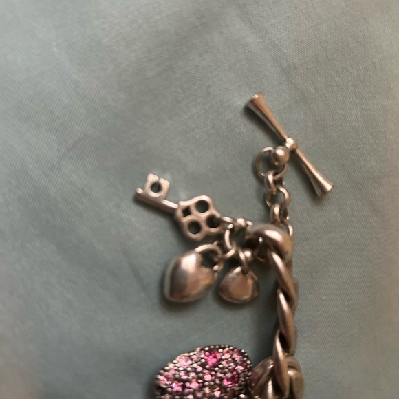 Fossil Silver Charm Bracelet with Pink and Purple Accents - Picture 2 of 12